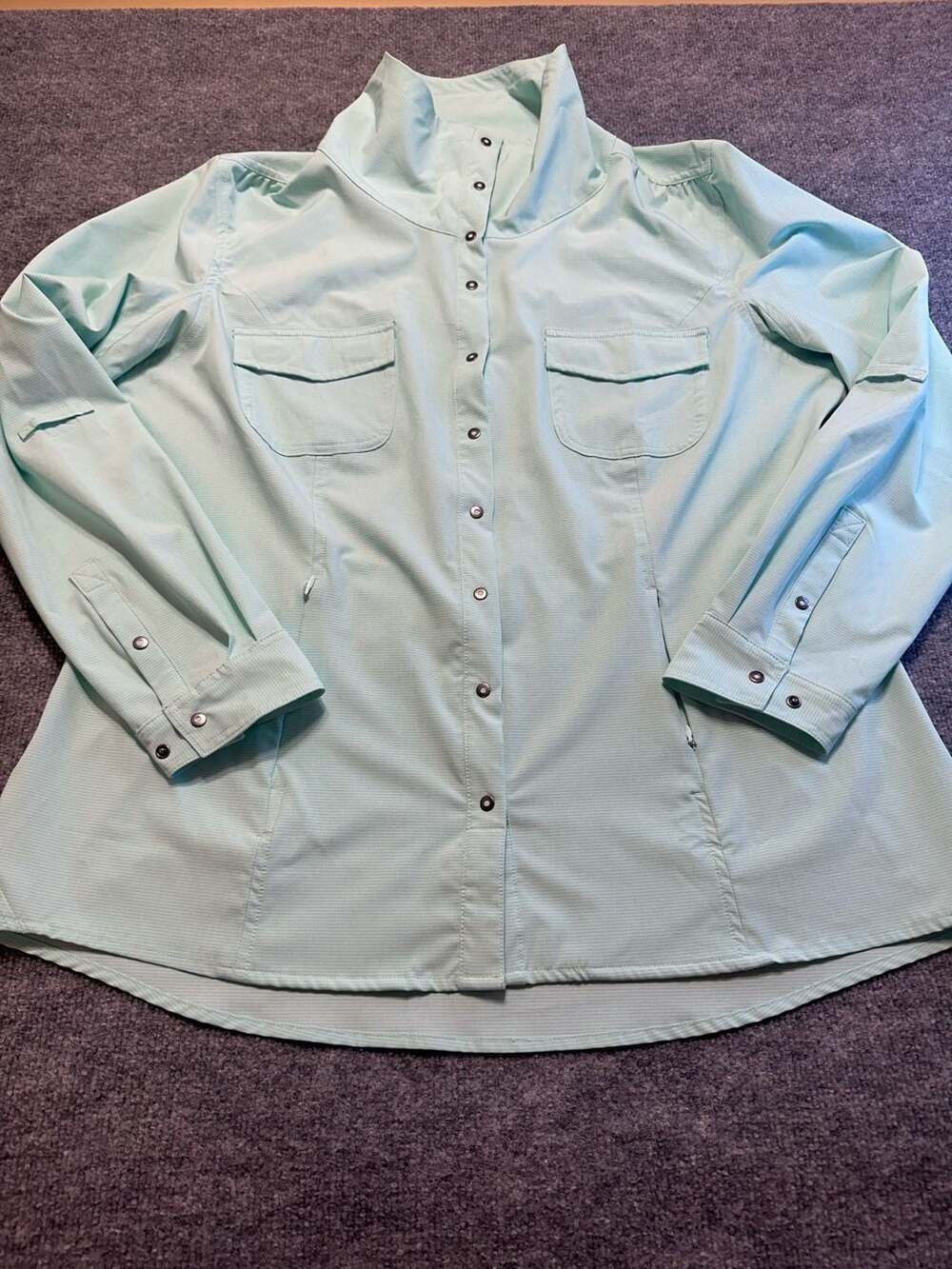 Duluth Trading Co W XL Armachillo Cooling Snap Front Long Sleeve Mint Green
